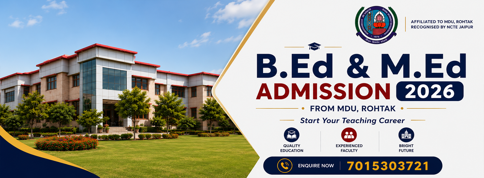 B.Ed and M.Ed admission banner